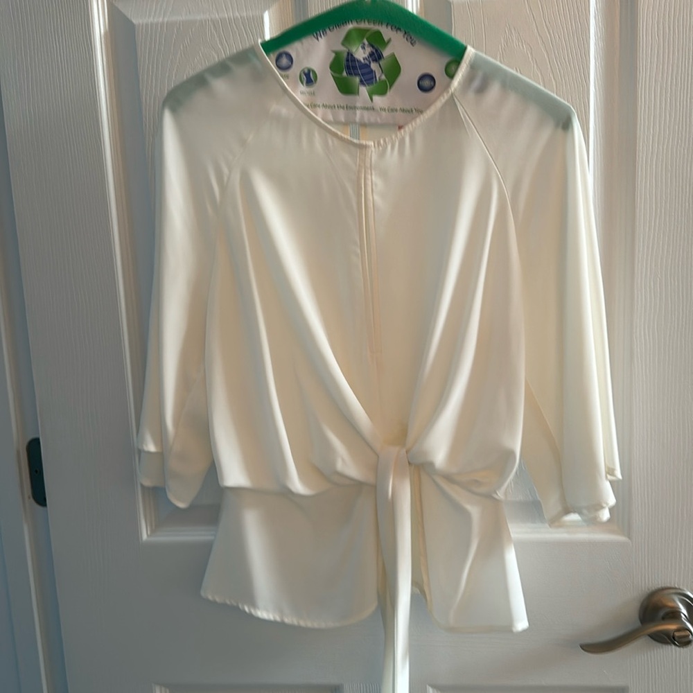 Express Ivory Tie-Waist Blouse